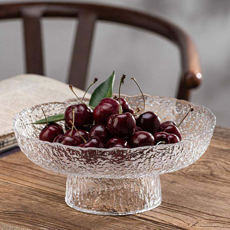 日本进口玻璃水果盘客厅家用轻奢茶几摆件糖果点心零食干果盘篮子