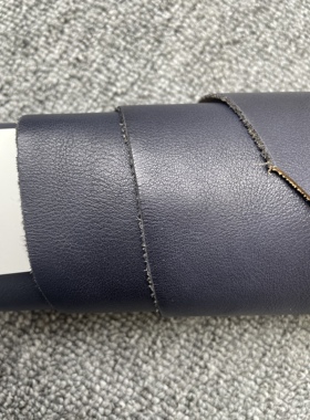 E962进口头层深蓝色植鞣MBOX纹牛皮手感微挺厚度1.4mm