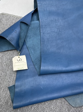 H627厚度1.5mm进口头层 复古蓝色植鞣油皮 手感微挺 20平方英尺