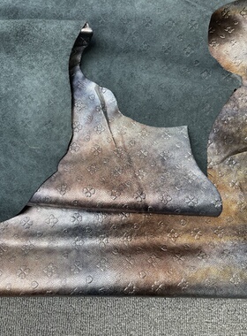 H706厚度0.9mm进口头层复古渐变色鱼子酱四叶草花纹牛皮手感微软