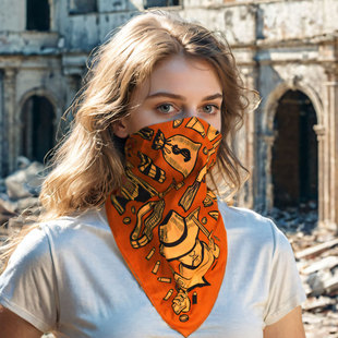 美拉德嘻哈头巾男防晒包头复古骑行阿美咔叽方巾女摩托车机车面巾