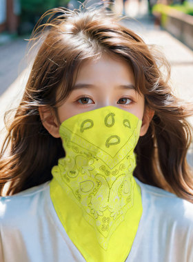 黄色骑行头巾男女包头户外防晒围脖发带复古自行车潮摩托机车面巾