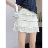 MianCun轻甜俏丽少女钩花针织蛋糕裙女辣妹风镂空软糯小a字短裙