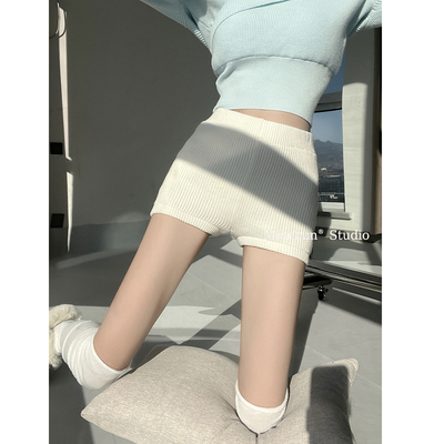 MianCun性感修身显瘦包臀针织短裤女春季新款小个子休闲毛线裤子