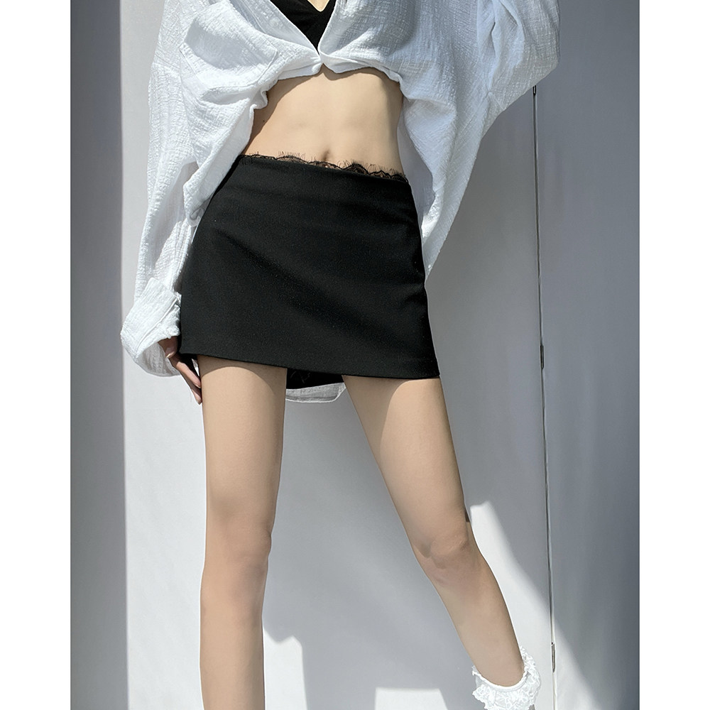 辣妹睫毛蕾丝花边半身裙女夏季新款包臀短裙高腰显瘦短款a字裙子