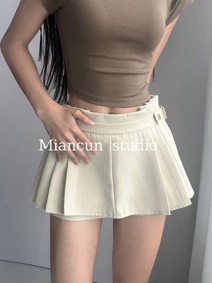 百褶裙迷你半身裙裤假两件