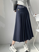 通勤风高级感西装 半身裙女春夏气质百褶裙高腰长裙显瘦A字垂感裙