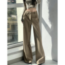 垂感直筒阔腿长裤 休闲裤 老钱风立体剪裁加绒西装 女 百搭神裤