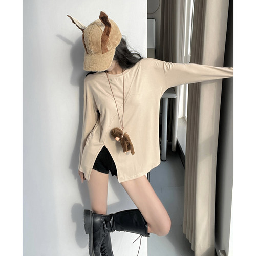 宽松跑步运动长袖T恤女训练服
