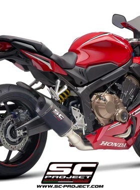 意大利SC 适用本田CBR650R全段排气管改装 钛合金SC1-M碳纤维尾段