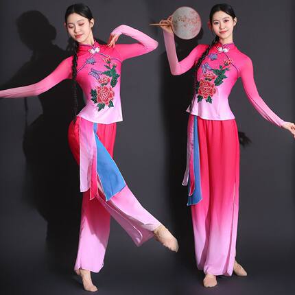 胶州秧歌服演出服女2026新款广场舞套装古典扇子舞蹈服装剧目表演