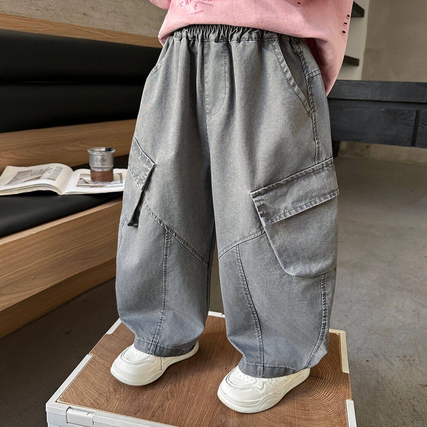 DGKP男童工装裤春秋新款儿童裤子帅气宝宝男孩春装休闲运动直筒裤