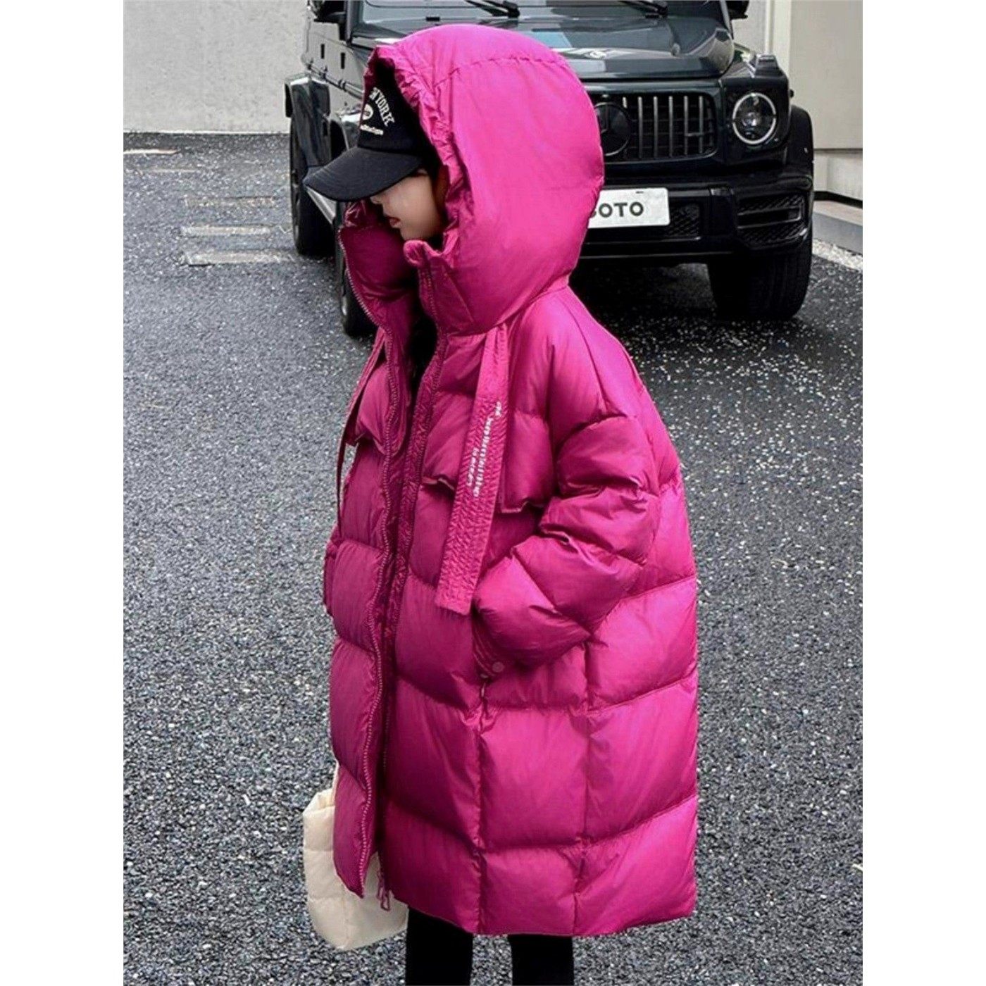 英国FULY儿童羽绒服女童中长款加厚90白鸭绒洋气冬装连帽三防外套