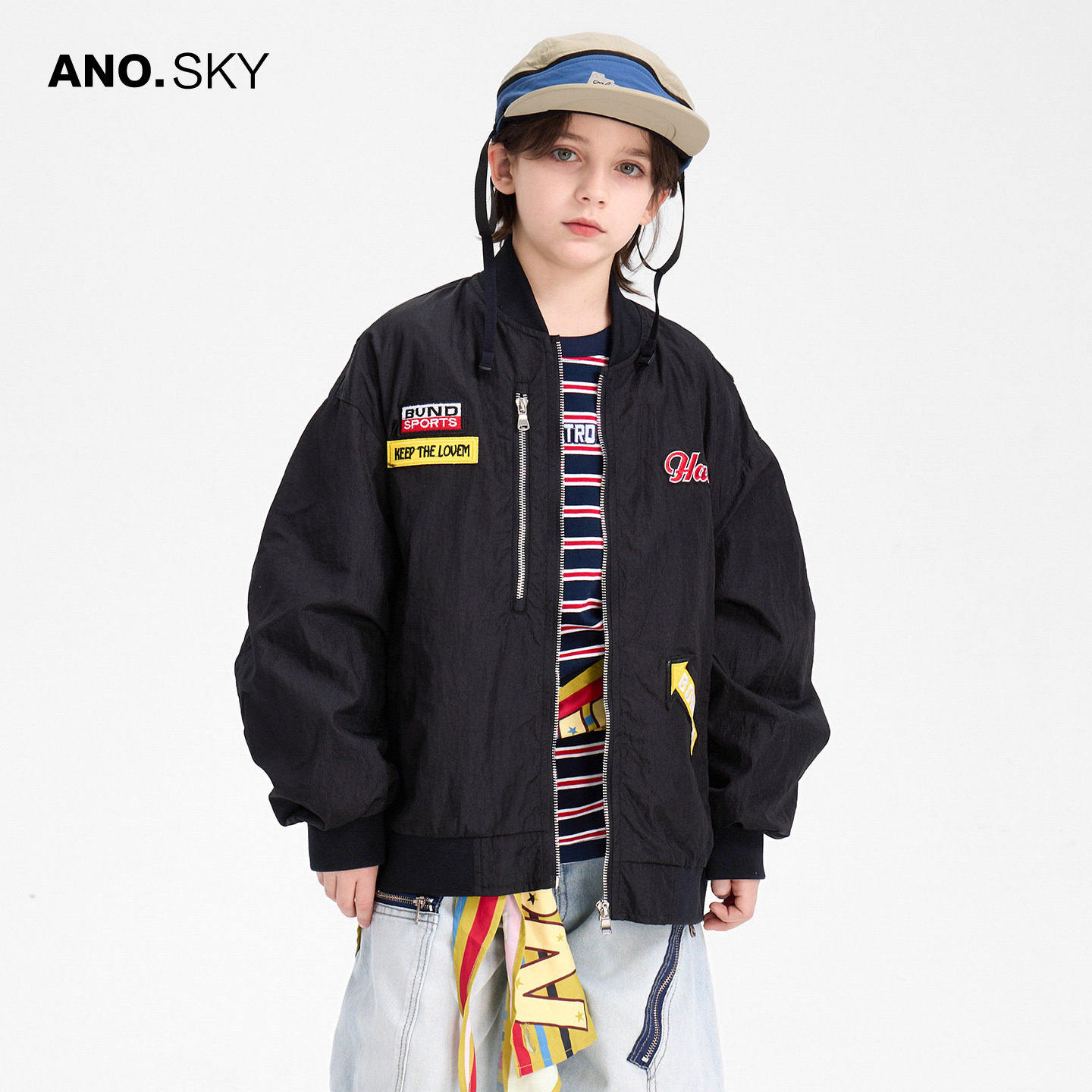 anothersky 男大童春秋美式棒球服外套2026新款儿童春装运动上衣