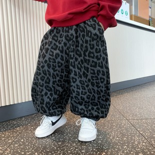 潮童轻奢男童加绒裤子冬季2025新款儿童一体绒长裤男宝加厚灯笼裤