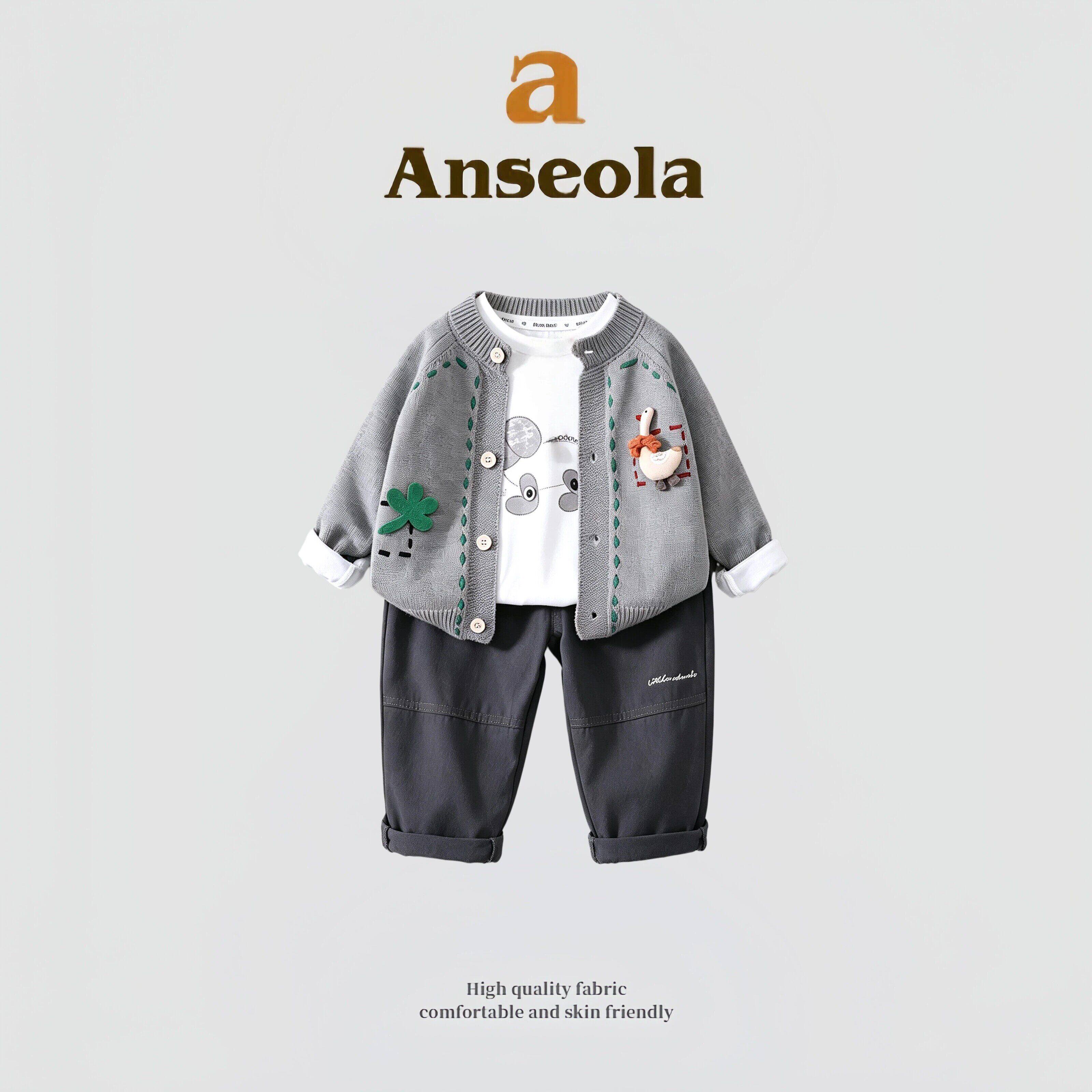 anseola儿童春秋卡通针织