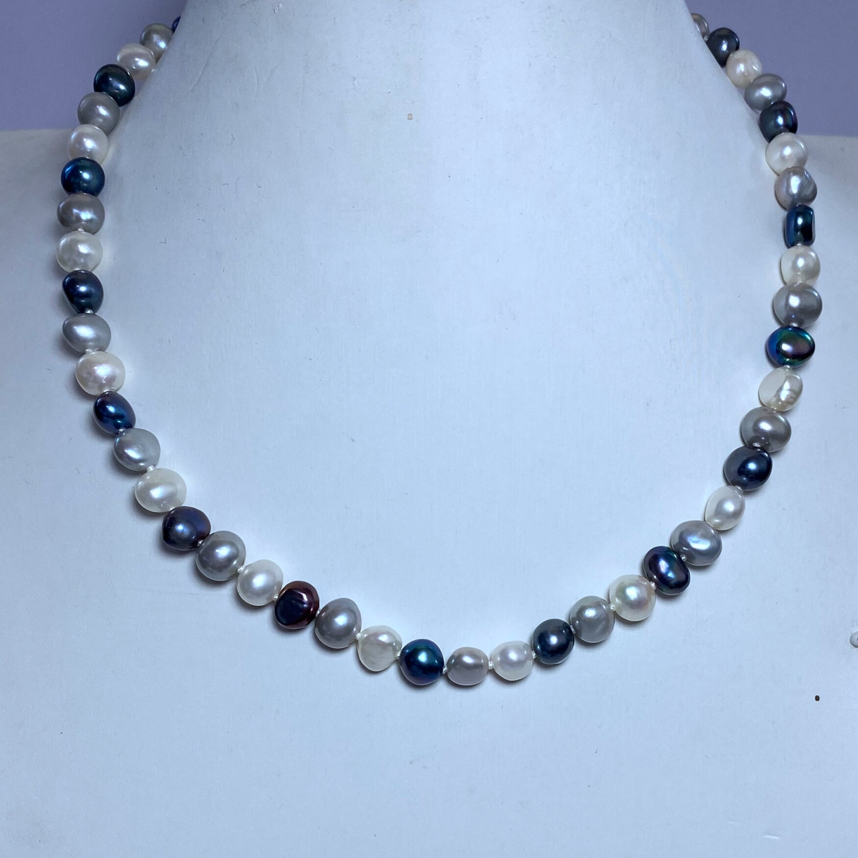 7-8天然白色异形无核淡水珍珠项链黑色灰色巴洛克不规则颈饰