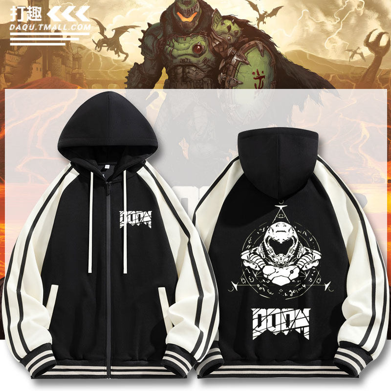 毁灭战士游戏周边PS4 XBOX连帽休闲开衫外套卫衣男女青少年上衣服