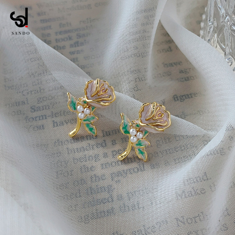 法式复古凡尔赛玫瑰花耳钉耳环2022年新款潮小众设计感高级耳饰女