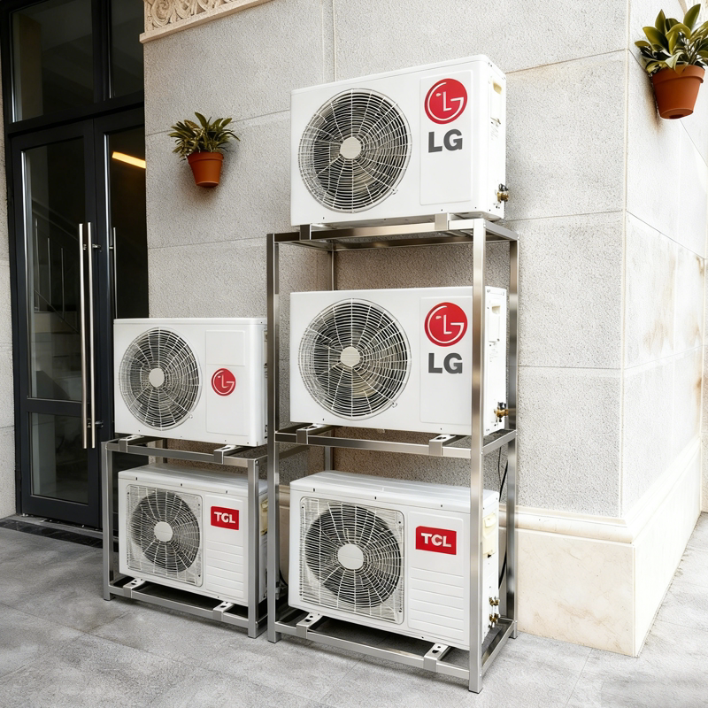 定制加厚304不锈钢空调外机支架托架落地架子双层三层承重架底座