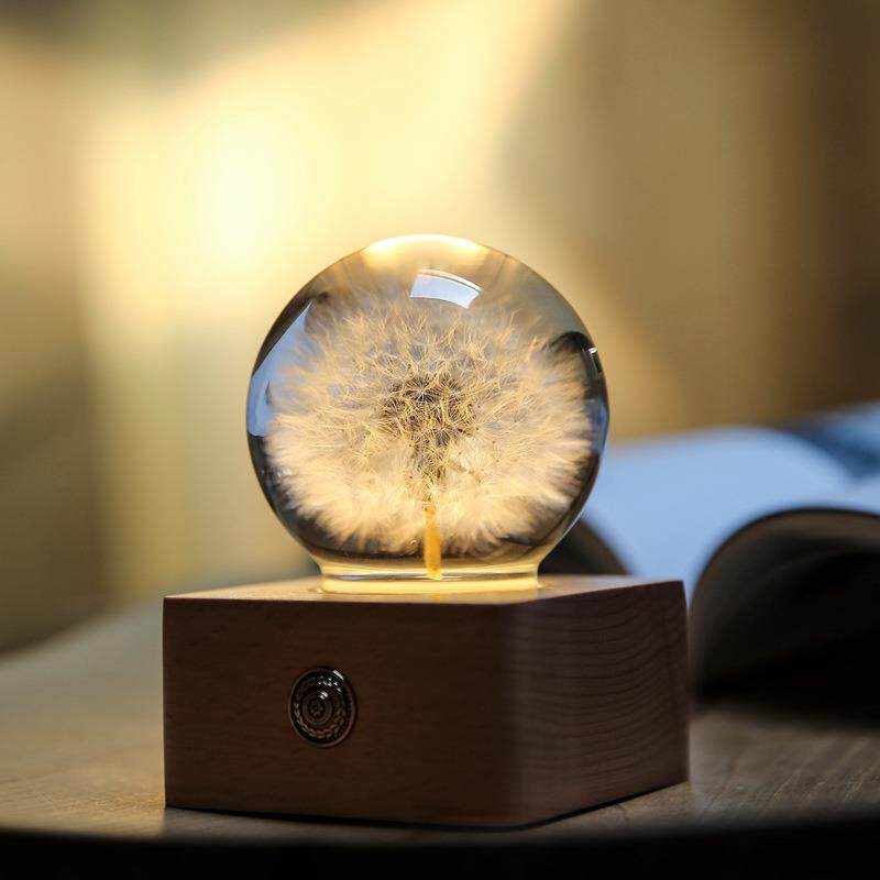 蒲公英水晶球夜灯摆件创意生日礼物男友送女友音乐盒圣诞节闺蜜