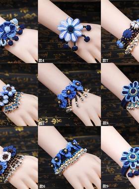 蓝染手链云南大理民族风扎染蓝染布手链手绳手镯特色蓝染扎染