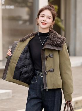 2025冬新款大毛领时尚气质90白鸭绒羽绒派克服保暖外套女ME59173
