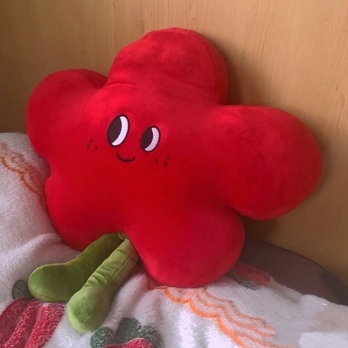 小红花朵笑脸抱枕靠垫女生礼物