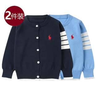 进口优宝宝毛衣外套婴儿针织衫男女童薄开衫男童刺绣新款洋气红色