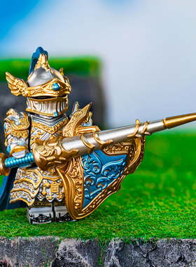 国潮玩具中古圆桌骑士兰斯洛特骑士积木中世纪亚瑟王马第三方人仔