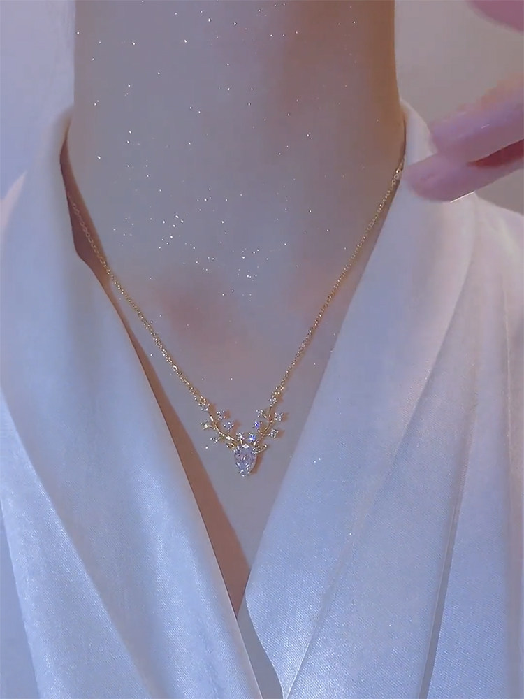网红新款小麋鹿一路鹿有你项链女