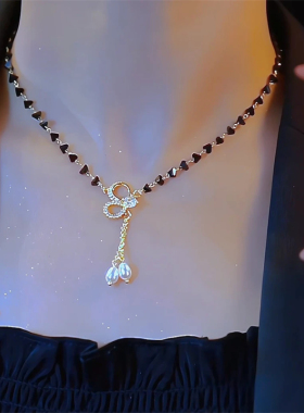 精致蝴蝶流苏珍珠项链女