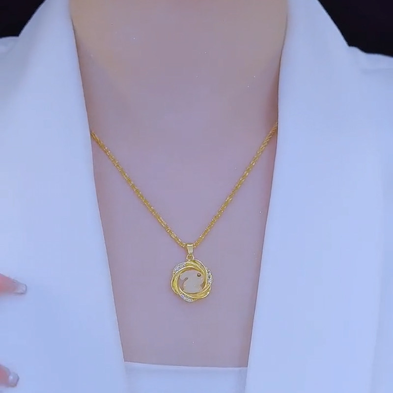 网红时尚满天星玉兔项链女锁骨链
