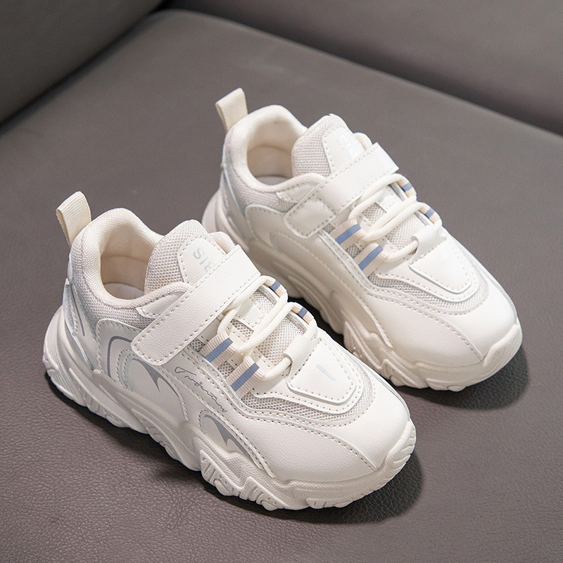 巴豆布儿童鞋春秋新款小白鞋生跑步鞋中大童男童鞋女童软底运动鞋