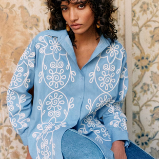 Lucia 合作款 Vergara 法式 休闲上衣 sezane 刺绣衬 美国代购