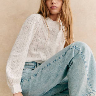 sezane美国代购MARINETTE法式镂空蕾丝刺绣衬衫 上衣(现货