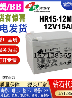 BB.BATTERY蓄电池HR15-12MFR防阻燃免维护12V15AH医疗设备船舶UPS