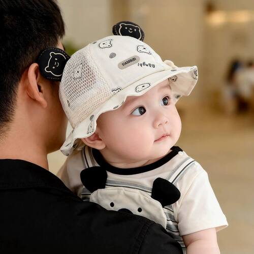 婴儿帽子春秋季薄款宝宝男遮阳帽渔夫帽婴幼儿防晒帽太阳帽夏季