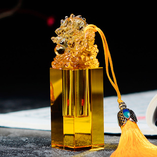 龙年宝宝胎毛印章水晶琉璃胎发脐带章纪念品diy制作婴儿百天礼物