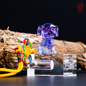 胎毛章纪念品宝宝蓝色可爱生肖狗脐带章diy婴儿水晶礼H品制作胎发