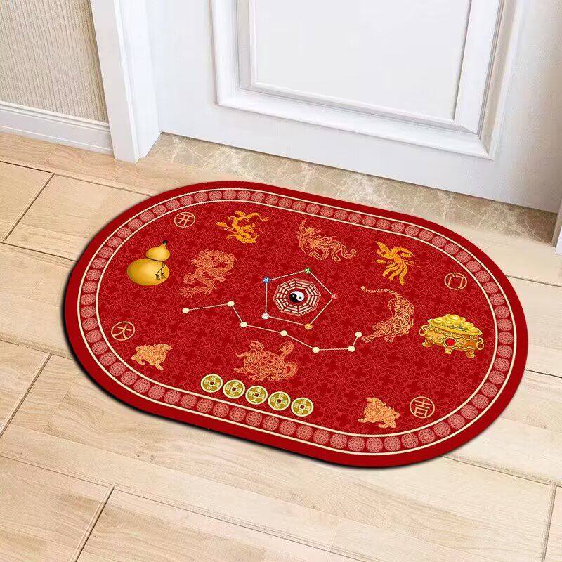 新款金钻绒红色好运新年风水客厅入户玄关招财纳福进门貔貅脚垫,居家布艺,入户地垫,淘宝优惠券,粉丝福利购,淘宝优惠卷