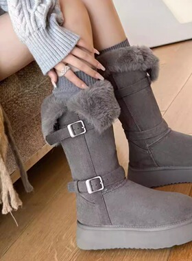 2026新款复古英伦风厚底马丁靴女新款秋冬显瘦长靴高筒靴雪地靴