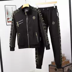 Autumn and Winter New Style Philippe Plante Men's Sports Casual Suit with Rhinestone Letter Zipper Trendy Brand Pp Suit for Men, Cool and Stylish