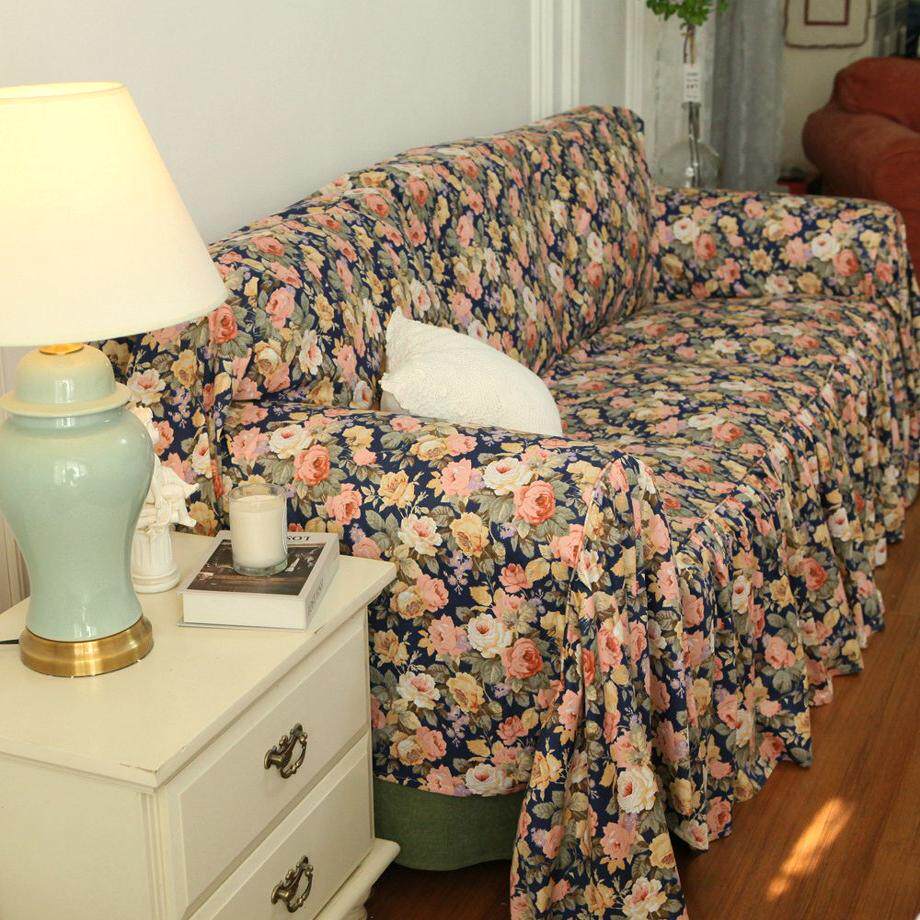 法式韩式田园复古玫瑰全棉纯棉沙发巾沙发盖布沙发套沙发罩