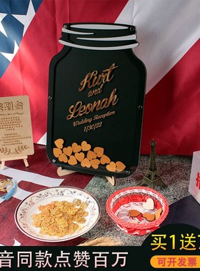 许愿瓶指纹树定制黑色高档结婚礼婚庆签名本簿册台创意个性签字板