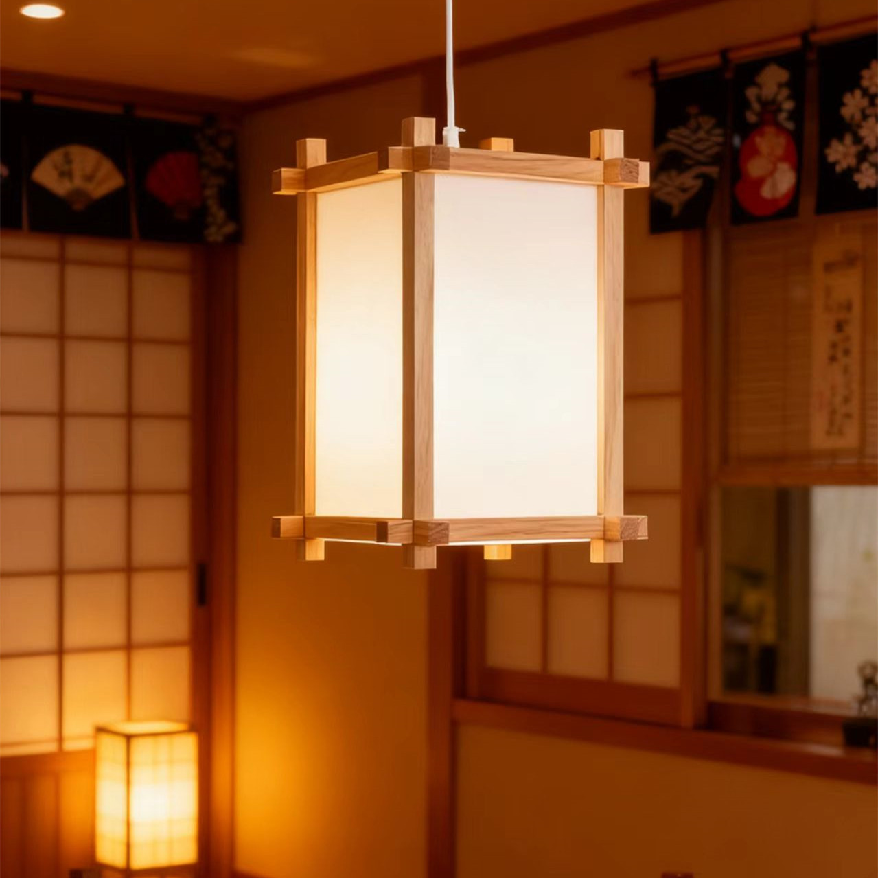 仿古日式简约灯笼寿司料理餐厅火锅走廊过道发光定制木质宫灯吊灯