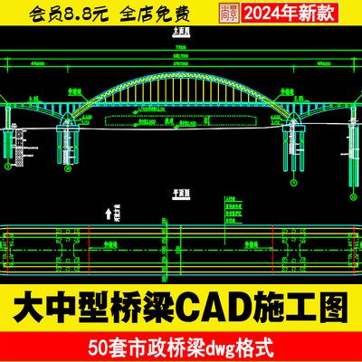 C06大中型桥梁钢筋混凝土结构钢结构CAD施工图设计参考素材