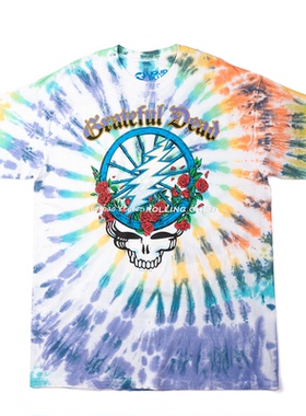 正版Grateful Dead感恩而死乐队vintage摇滚短袖扎染T恤g官方现行