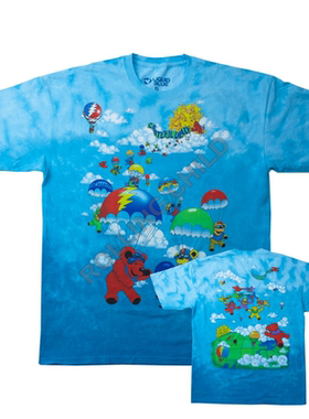 正版Grateful Dead感恩而死乐队复古vintage小熊摇滚短袖扎染T恤