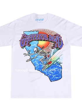 正版Grateful Dead感恩而死乐队vintage摇滚骷髅短袖T恤h官方现行
